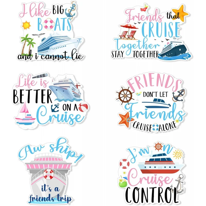 6Pcs Cruise Door Decorations Magnetic Friends Trip Cruise Door Magnets Reusable Funny Carnival Ship Magnets Sea Navigation