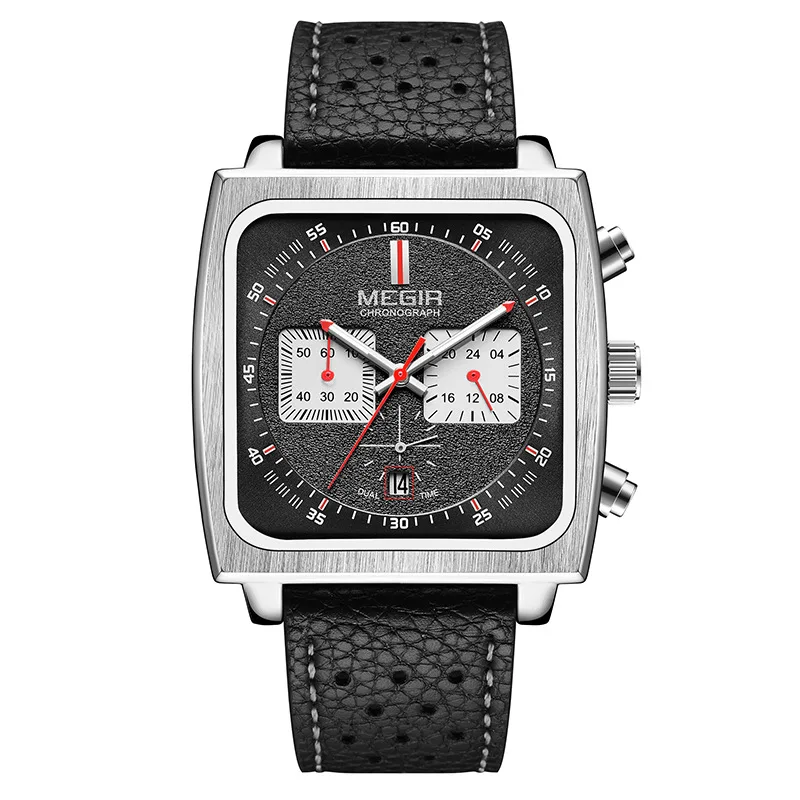 MEGIR 2182 Fashion Leather watch for men Business Chronograph Sport Military WristWatch Luxury Luminous Clock Reloj Hombre