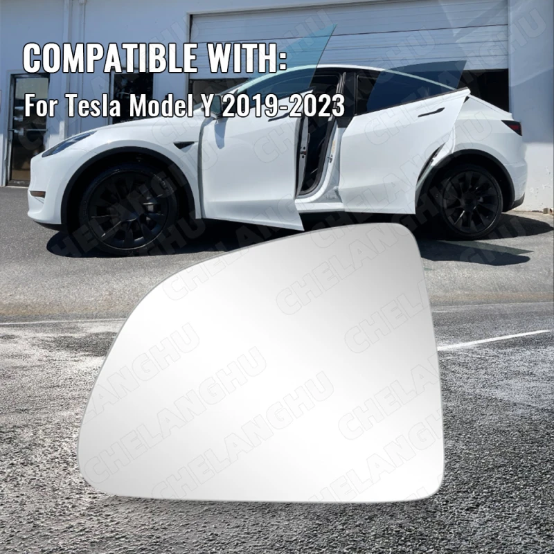 1PC Left Side Lens For Tesla Model Y 2019 2020 2021 2022 2023 Rearview Glass Mirror With Heat Driving side Car Accessory