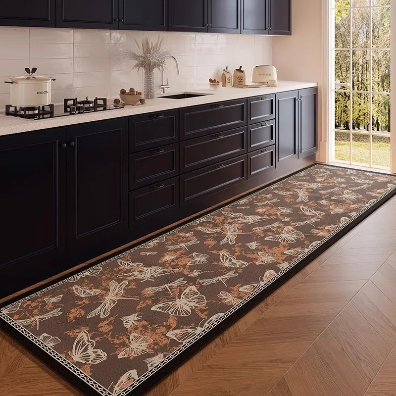 

Кухонные коврики из ПВХ, ретро-дизайн, маслостойкие водонепроницаемые ковры для ванной комнаты, нескользящие износостойкие коврики для балкона 러그 Ковер Alfombra