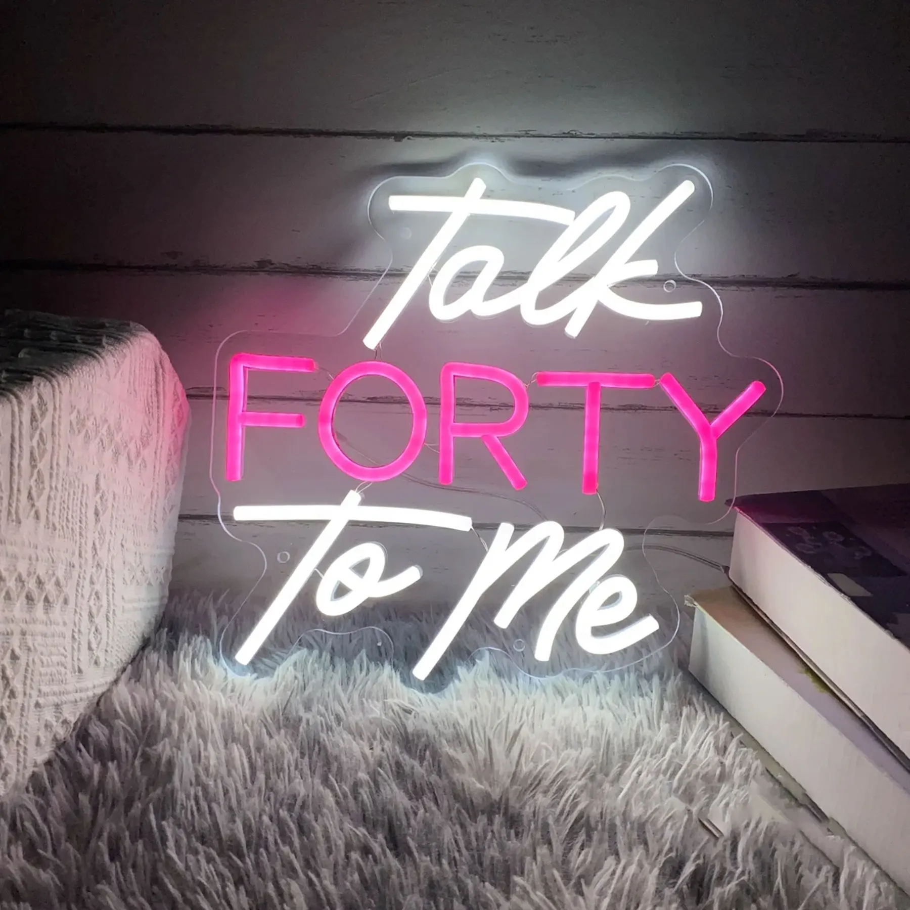 

Talk Forty To Me Neon Sign Custom 40th Birthday Personalzied Gift talk 40 to me Sign Home Wall Hanging