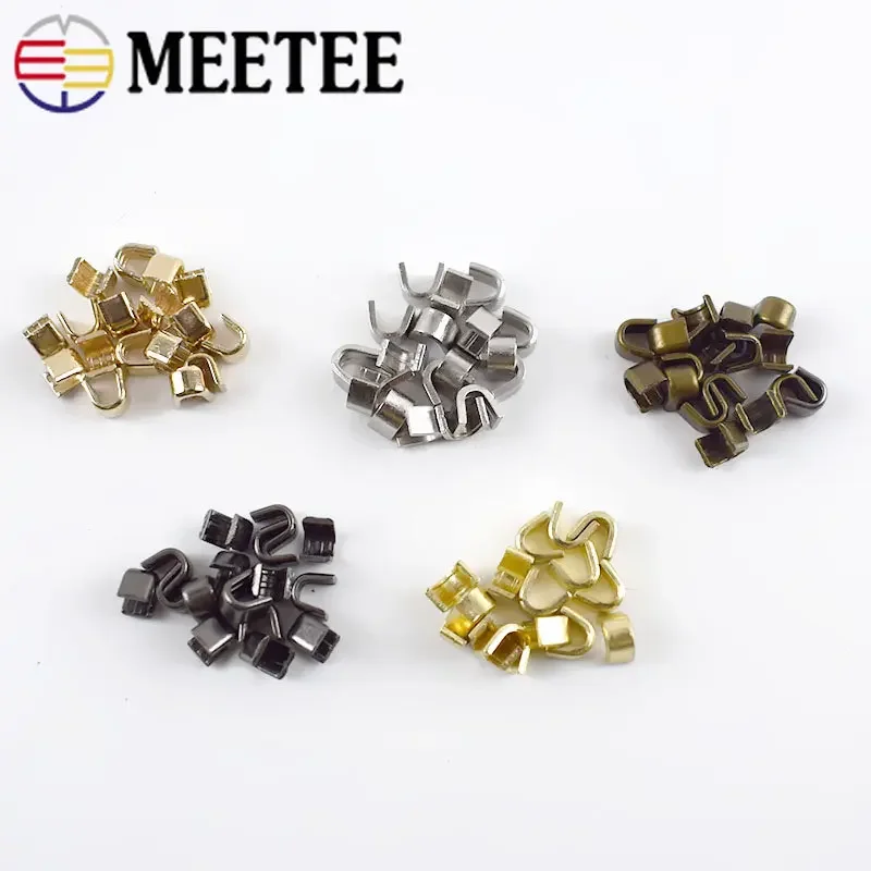 Meetee 20pcs Brass U Style Zipper Stopper Non-slip for 3# 5# 8# 10# For Metal Nylon Resin Zippers Repair Crafts Accessory ZA212