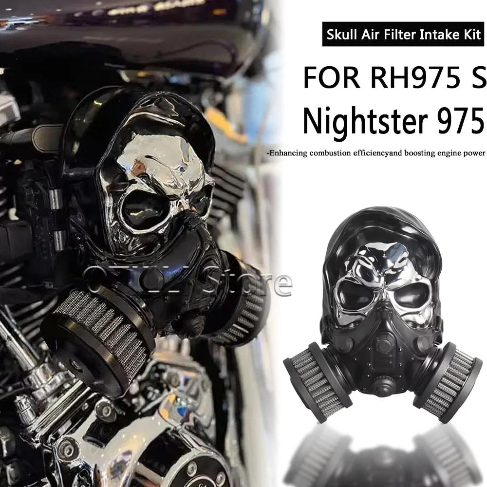 

Motorcycle Accessories Air Cleaner Intake Filter System Aluminum Skull Style For Nightster 975 RH975 S 2022 2023 2024 2025
