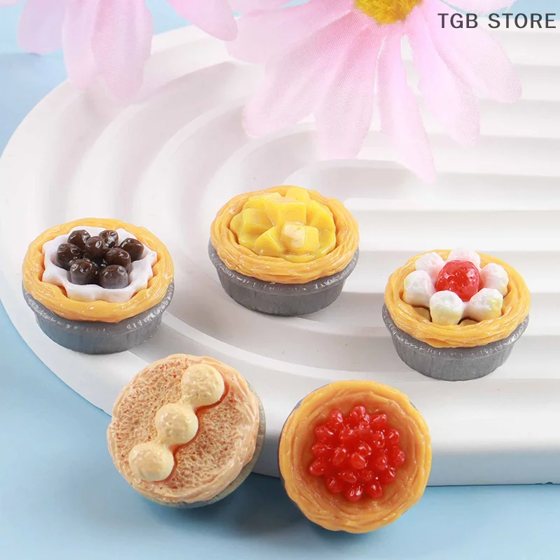 5Pcs 1/12 Simulation Egg Tart Mini Dessert Model Dolls House Food Decor Accessories