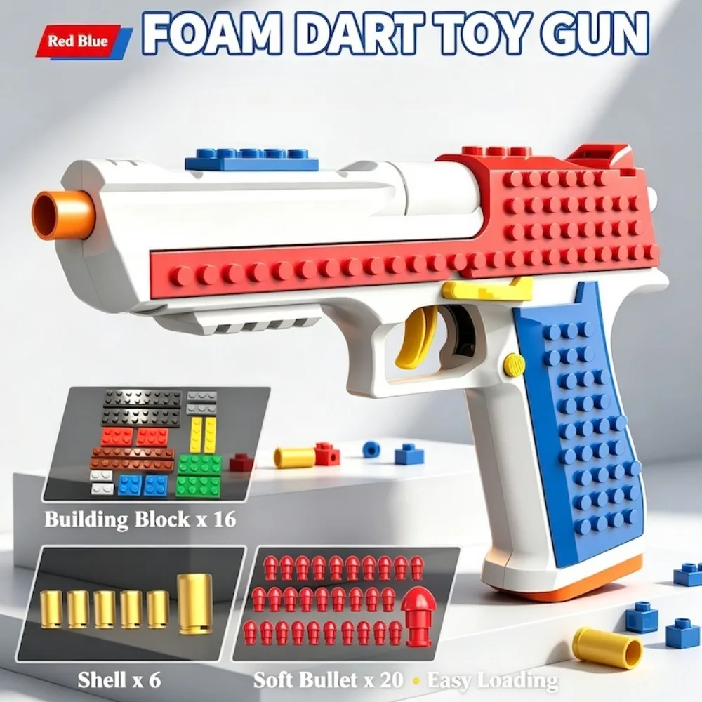 DIY Assemble Building Block Puzzle Play Toy Shell Ejection Soft Bullet Construction Set Educational Toy Outdoor Leisure Play