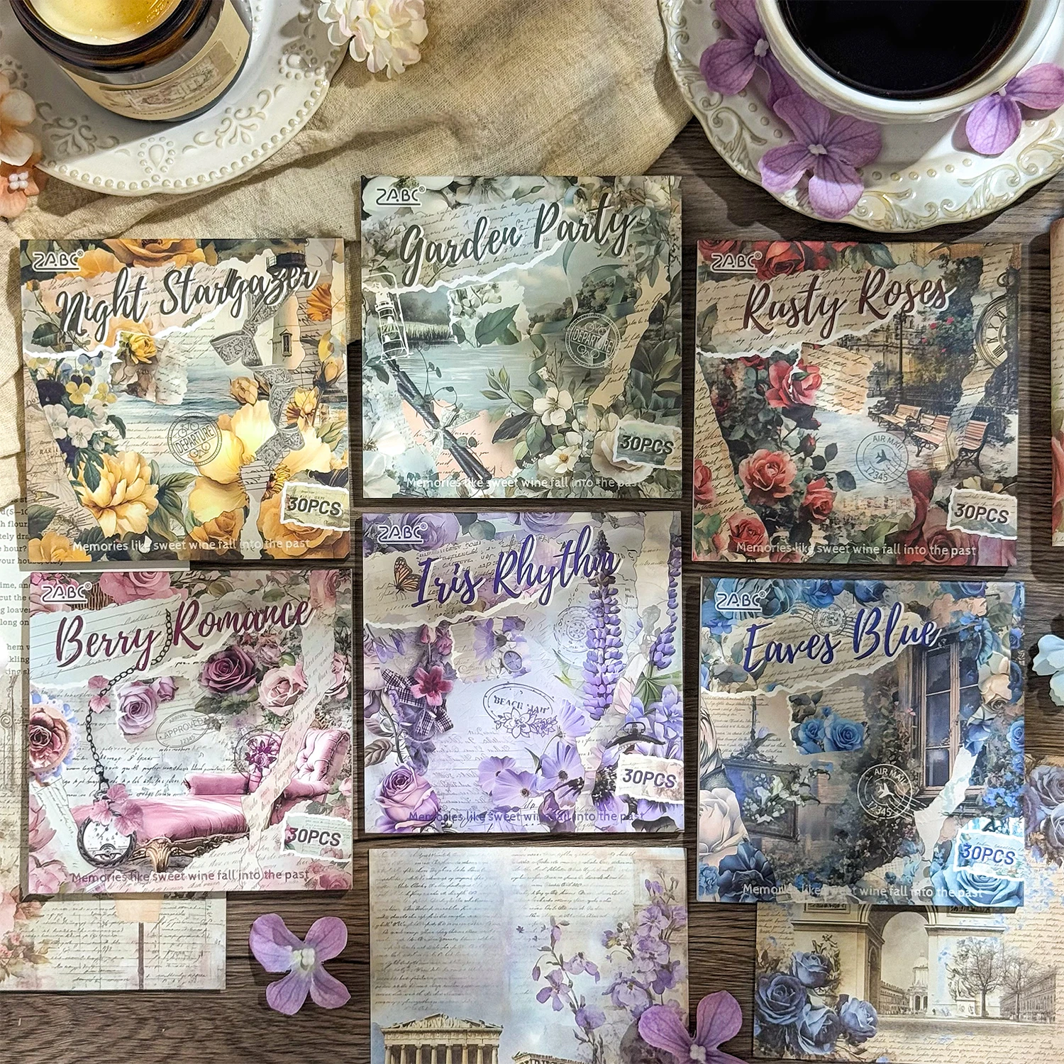 30pcs Vintage Paper Multi Style Deco Retro Stationery Supplies Writing Paper Junk Journal Label Scrapbooking Material Supplies