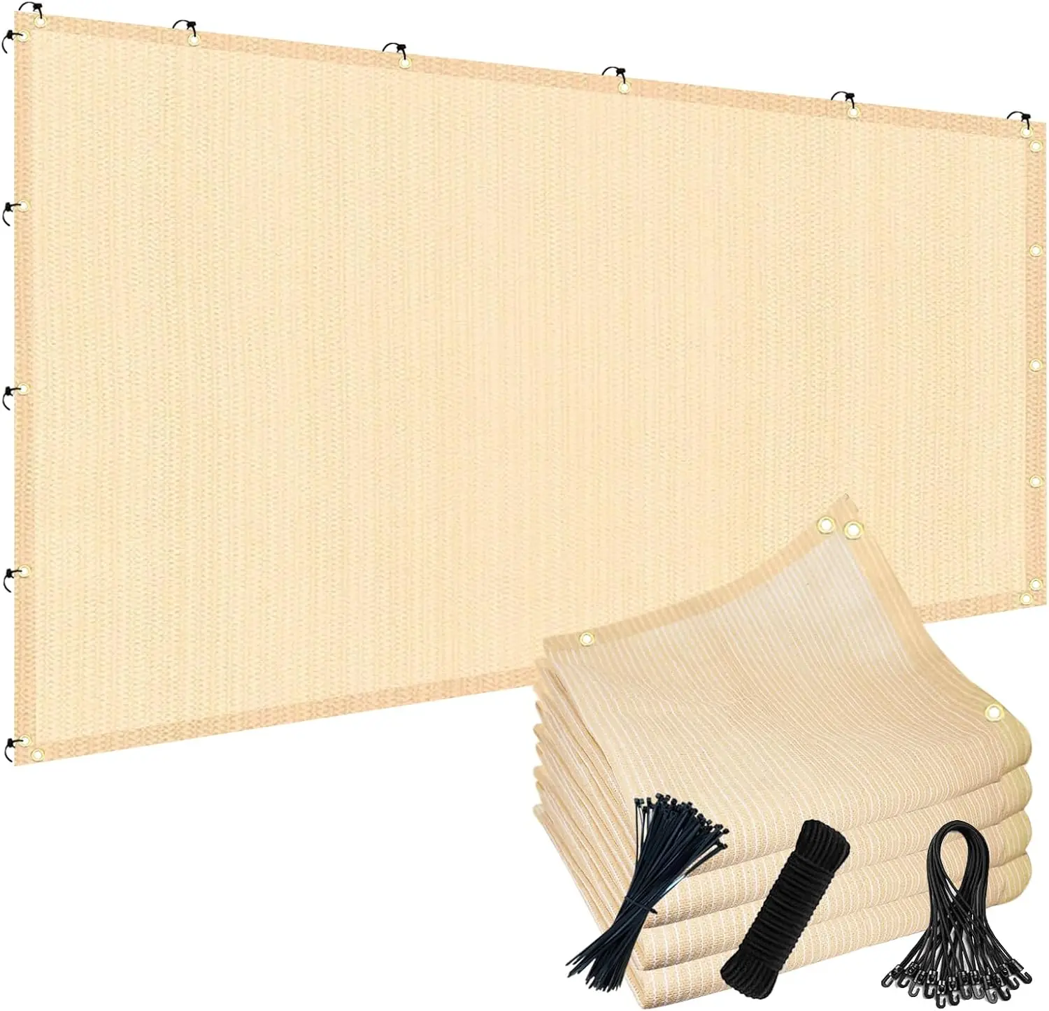 90% Sun Shade Cloth for Outdoor Deck, Backyard Patio, Garden Pergola Cover - Beige