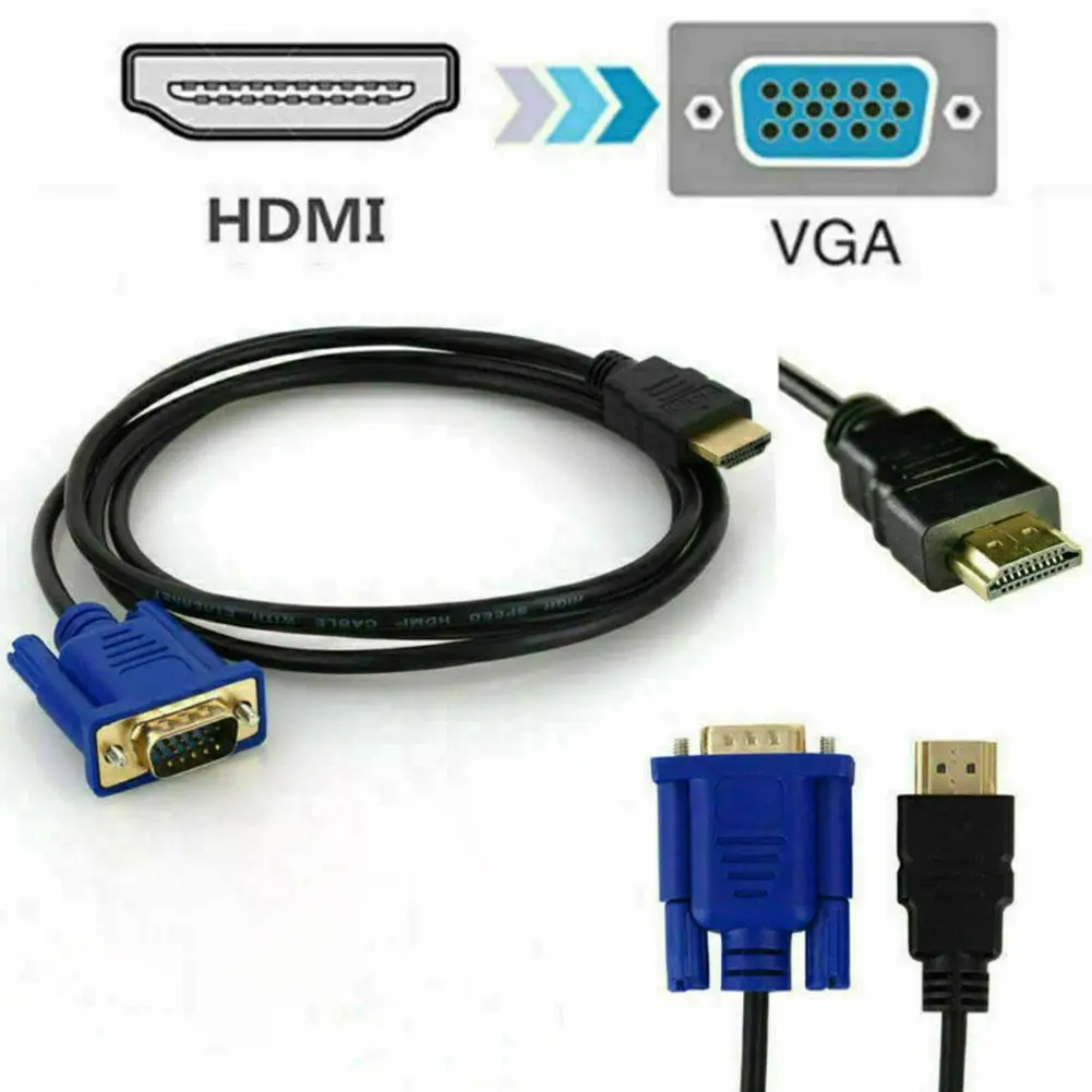 Кабель-преобразователь 1080P HDMI в VGA с аудио источником питания, Переходник HDMI папа в VGA мама, адаптер для планшета, ноутбука, ПК, ТВ