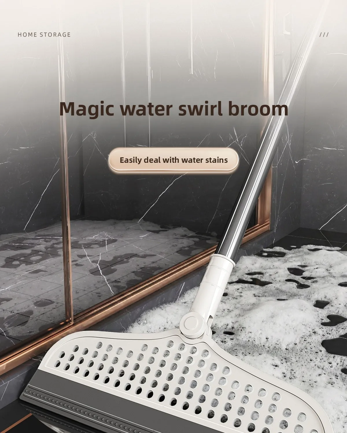 Magic Broom Silicone Sweep & Scrape 2-in-1, Wet & Dry Floor Squeegee for Pet Hair, 180° Rotating Head with Adjustable Handle