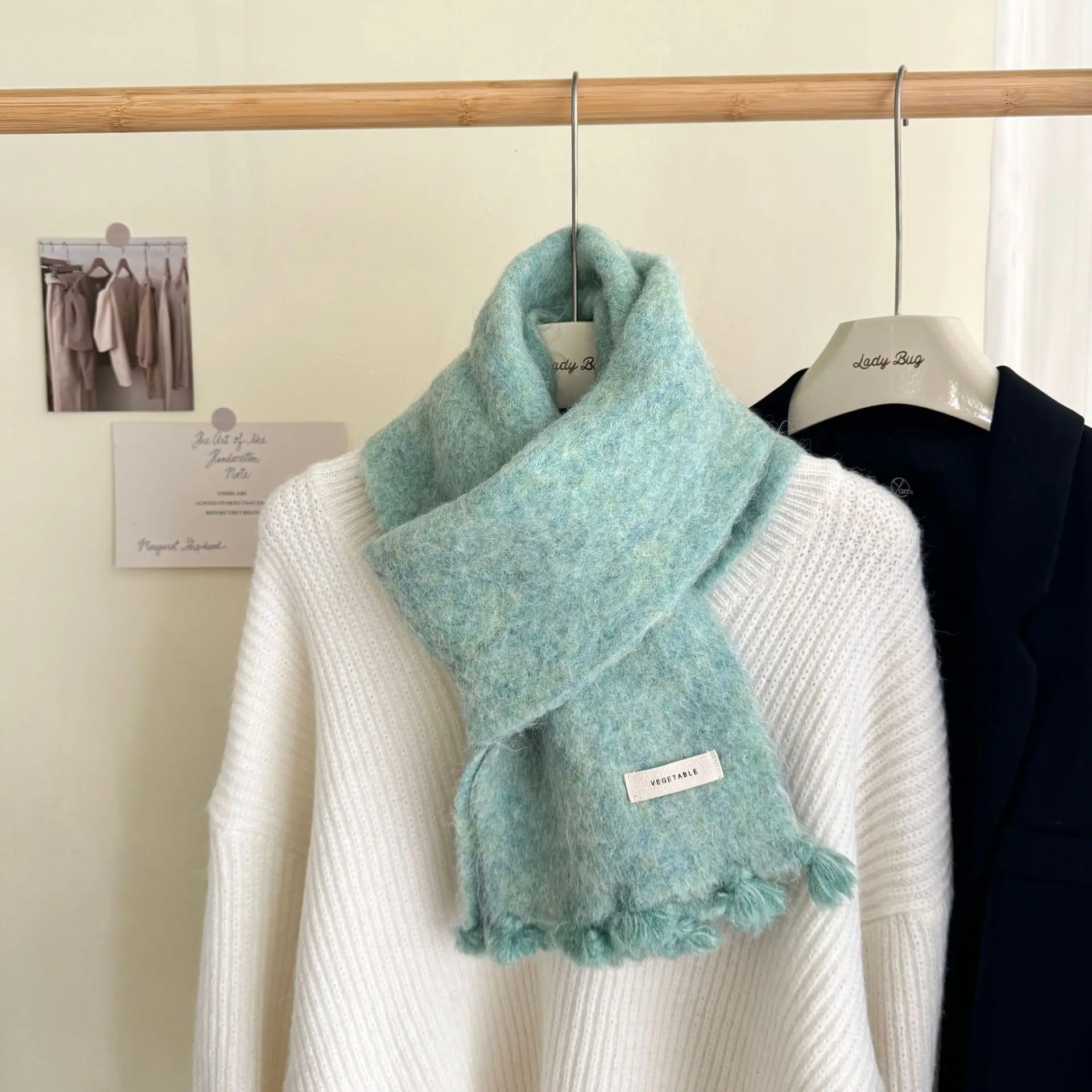 

Модный универсальный утолщенный шарф на осень и зиму, теплая морозостойкая вязаная шаль для студентов, простой корейский шарф