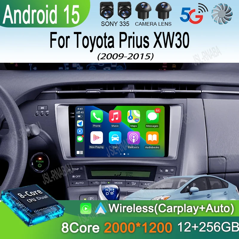 

Android 15 Carplay Car Radio For Toyota Prius XW30 2009 2010 2011 - 2015 Navigation GPS Multimedia Player wifi+4G BT Auto 2 DIN