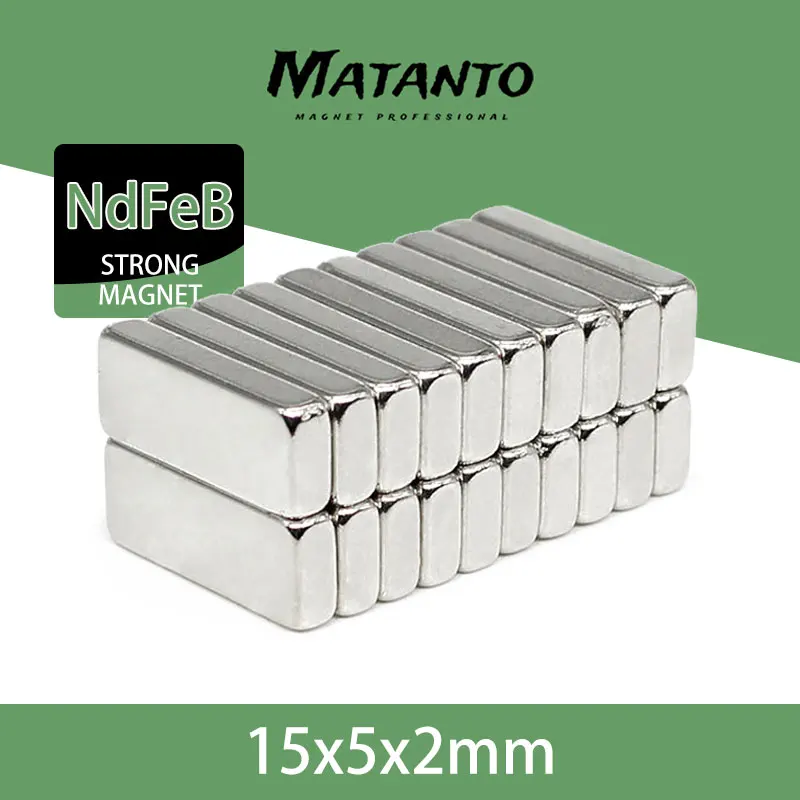 10-300PCS 15x5x2 Block Search Magnet Strong N35 Quadrate Permanent Neodymium Magnet Sheet 15x5x2mm 15*5*2 mm