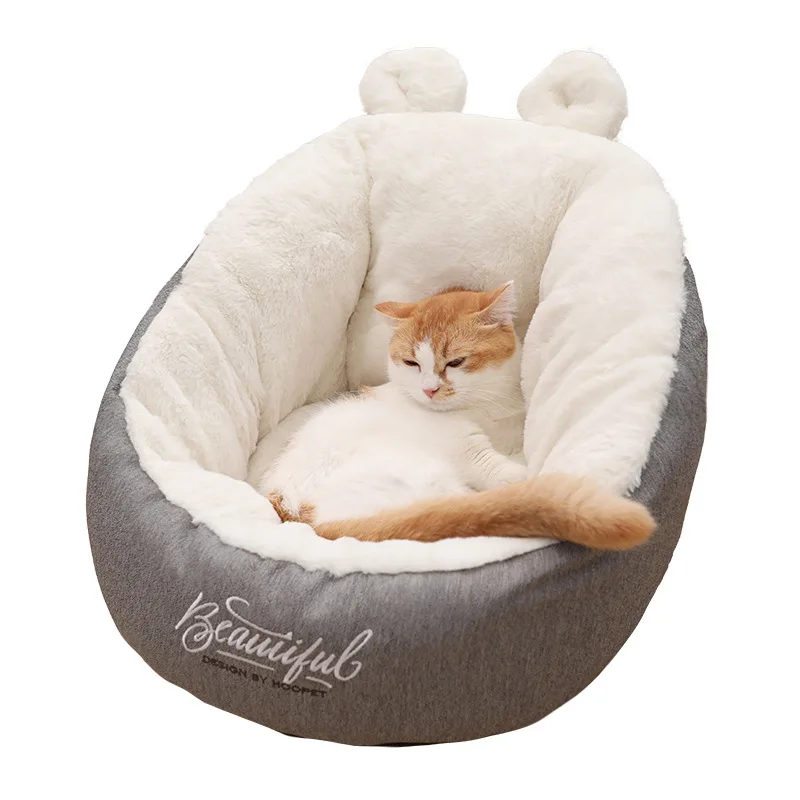 

Cute Creative Ears Puppy Cat House Winter Warmth Preservation Comfortable Breathable Thickened Plush Dog Bed Cat Accessories