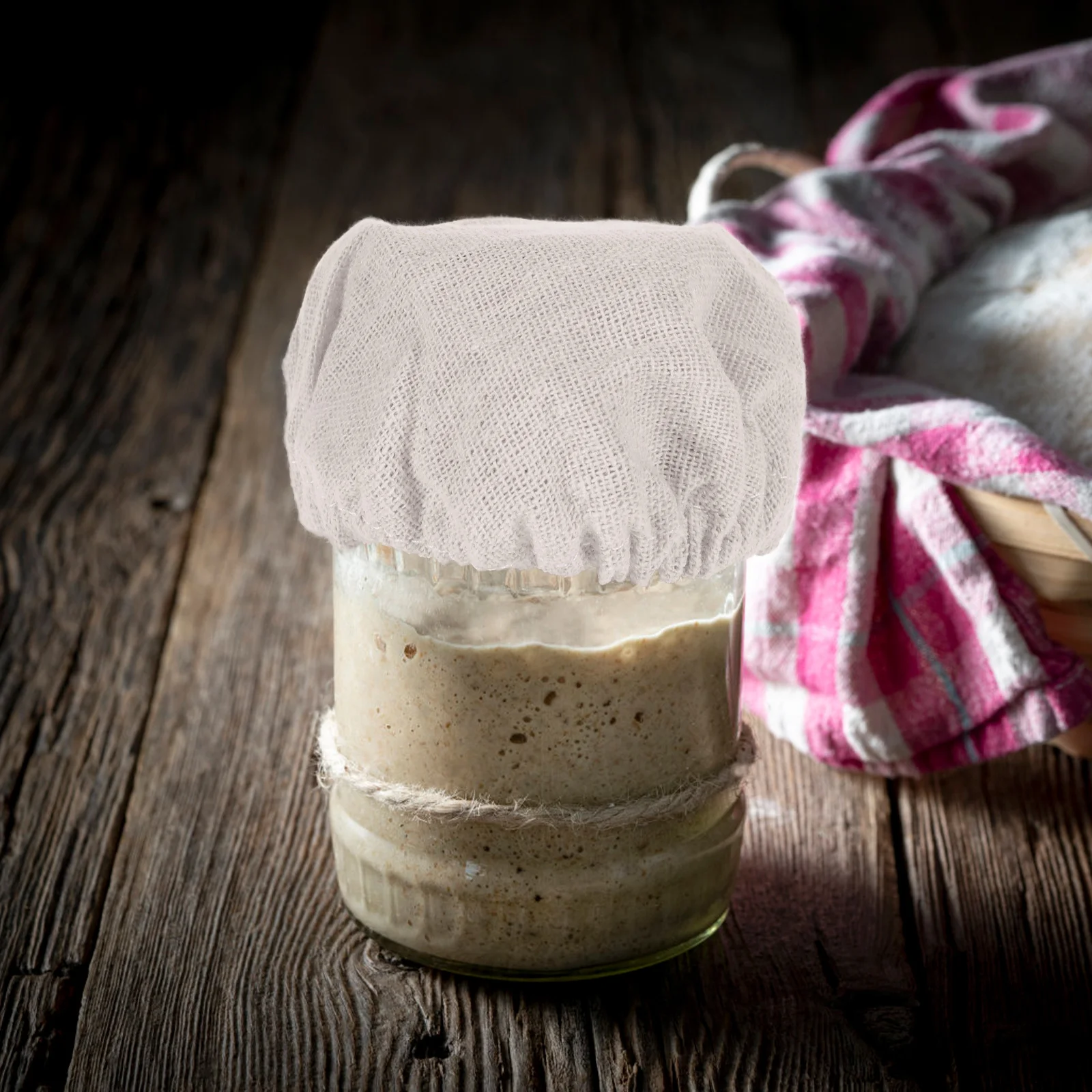 

4Pcs Fermentation Jar Cloth Caps Reusable Breathable Covers for Sourdough Starter Jar Storage Bottle Lid Replacement for Glass