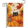 Fall Black Cat Garden Flag 12x18 Inch Double Sided Yard Outdoor Flag jjp