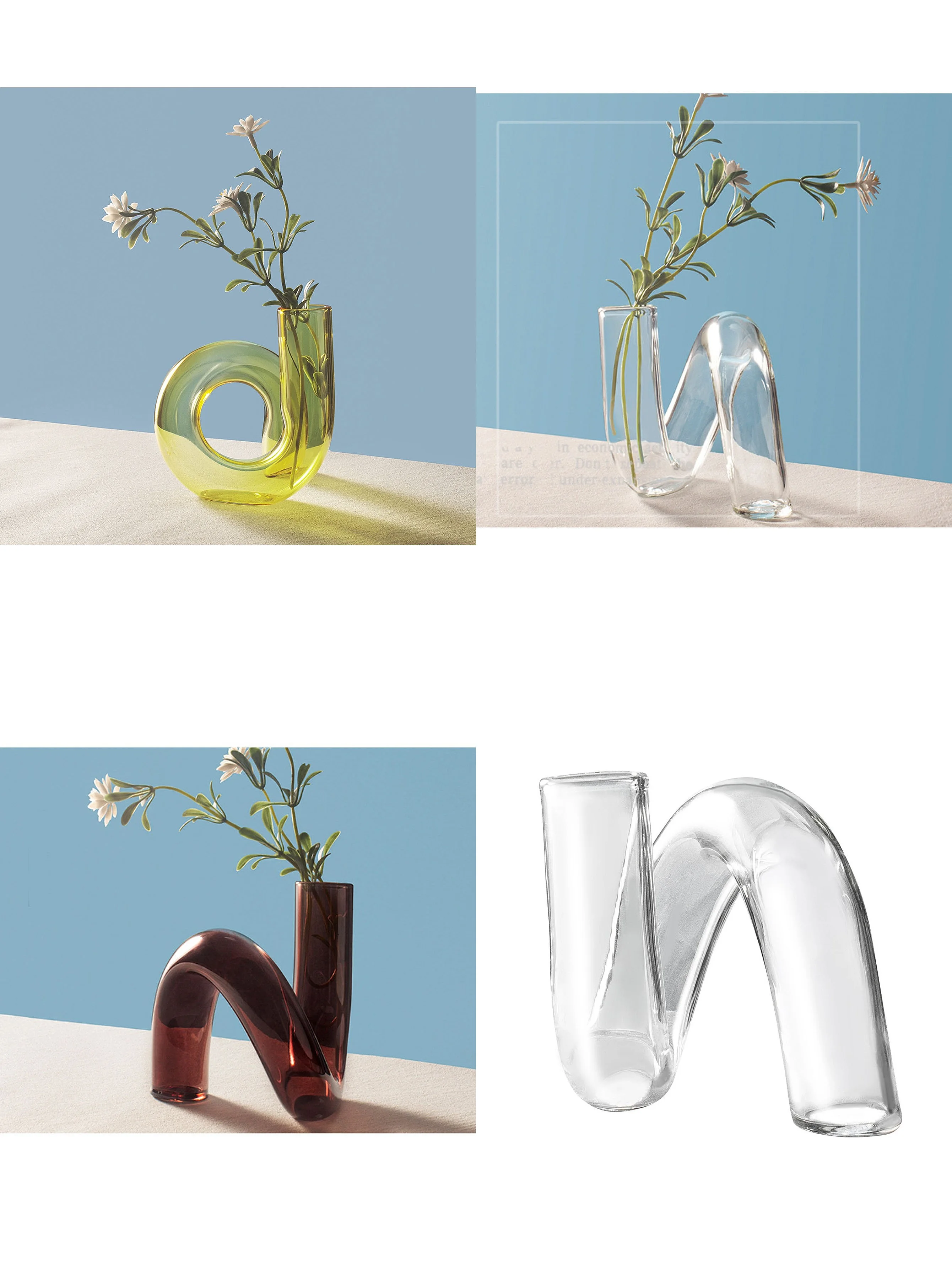 Asymmetric Multicolor Glass Vase, Stylish Home Decor. Perfect for Flower Arrangement, Birthdays, Graduation and Daily Gifting.