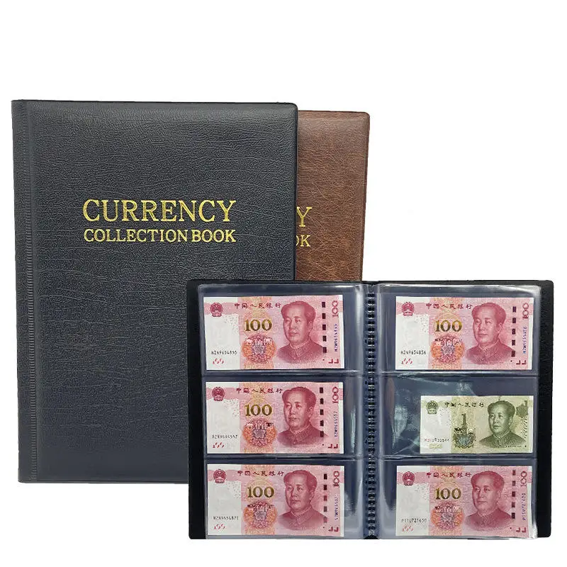 1 Stück Geldschein-Sammelalbum mit 10 Blättern, Banknotenhalter-Buch mit Klarsichthüllen, Währungs- und Scheinordner