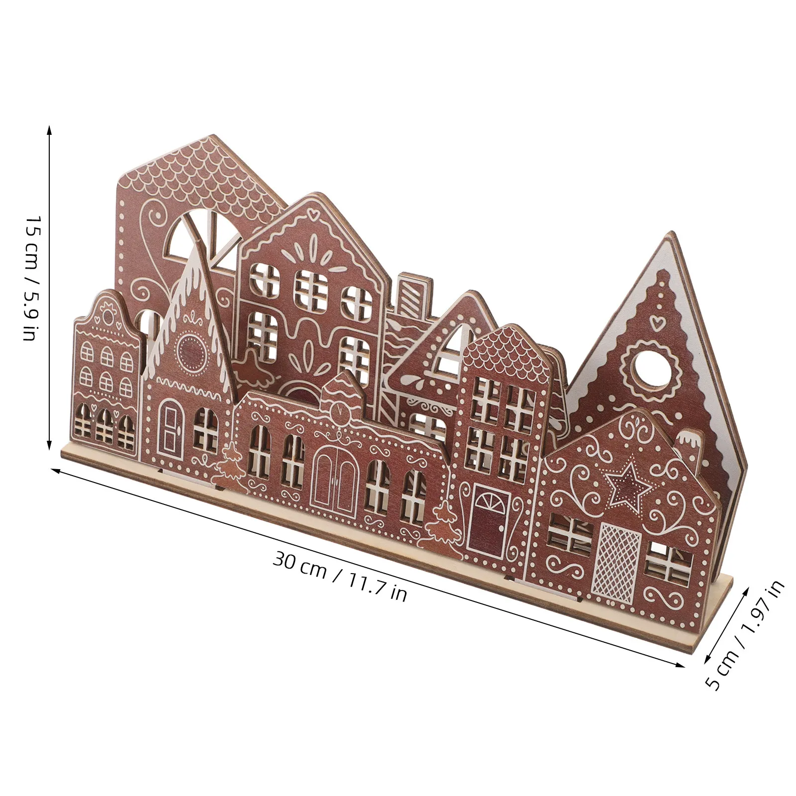 Wooden Christmas Village Figurine Hand carved Wood Gingerbread House Miniature Desktop Ornaments Xmas Party Layout Props