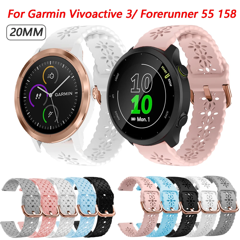 

Ремешок для смарт-часов Garmin Vivoactive 3 CAME 2 Plus 20 мм, силиконовый браслет Correa Forerunner 158 55 Vivomove HR