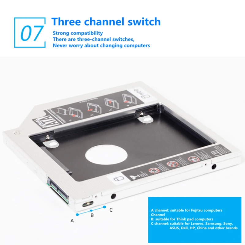 Full Aluminum Hard Disk Tray For 12.7/9.5 Inch Laptop Mechanical Sata3 Ssd Solid State Drive Drive Support Bracket Hdd Caddy