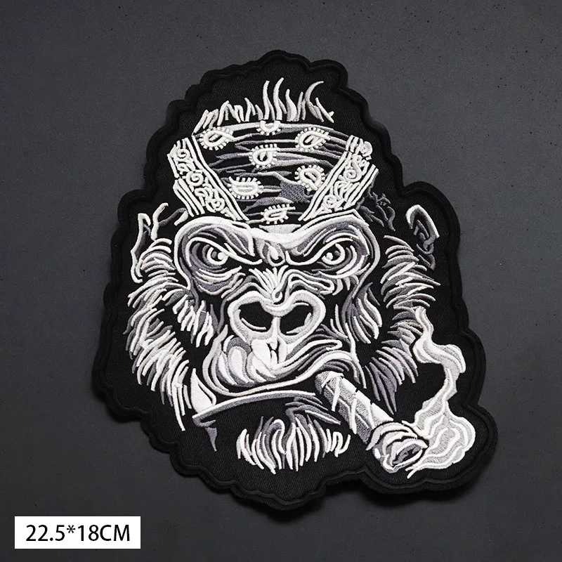 Cool Gorilla Size:22.5x18cm Cloth Patch Embroidered Applique Sewing Clothes Apparel motorcycle jacket Accessories Badges