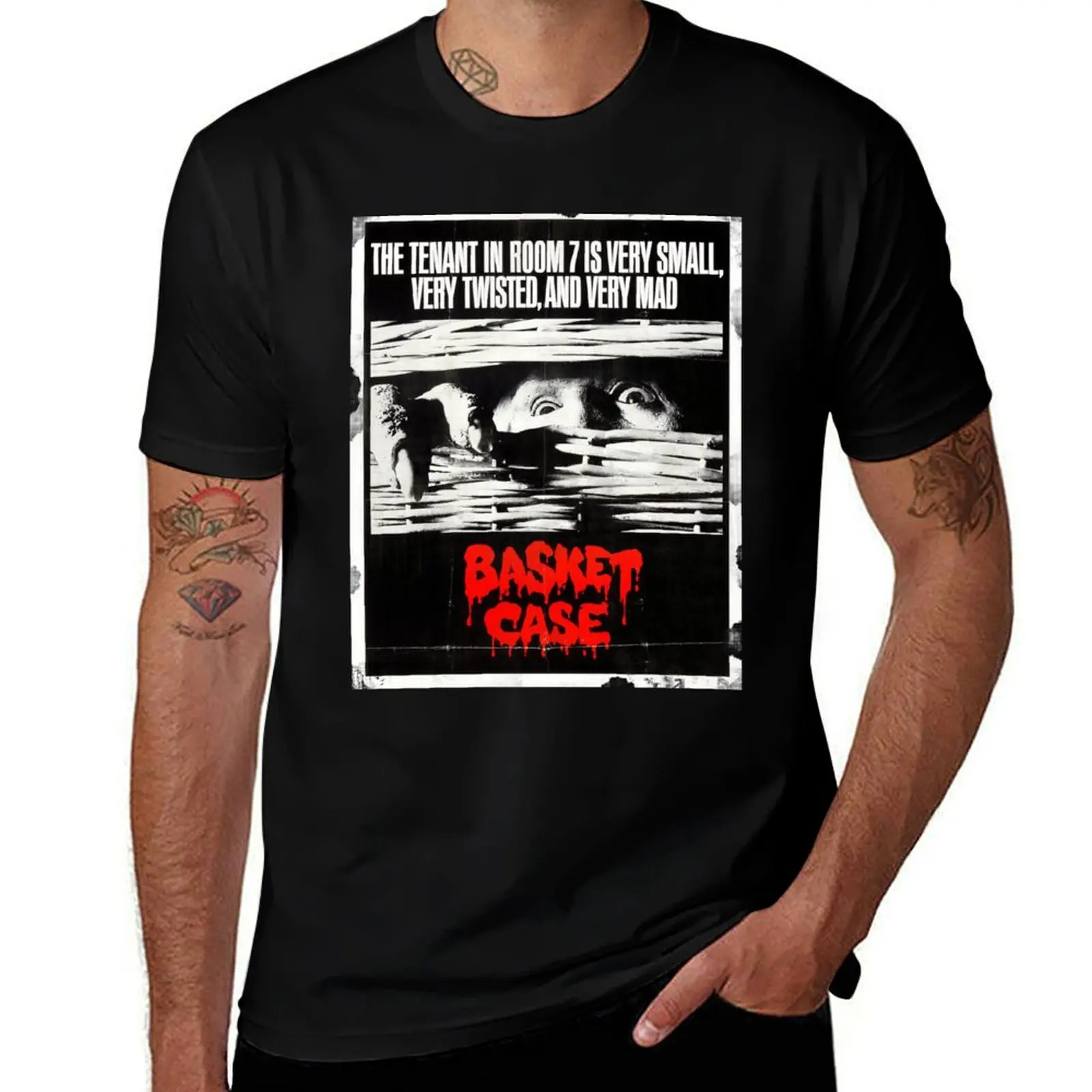 

Basket Case TShirt 80s Horror Movie VHS Cover T-Shirt cotton tshirt 100% t shirts designer T-Shirt