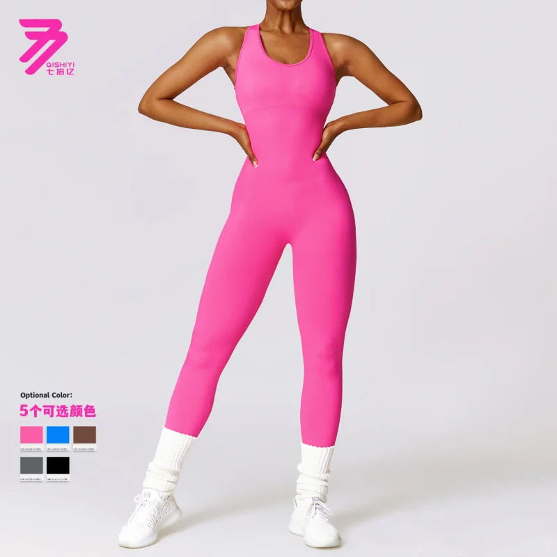 

SY-Spring Gym Seamless Yoga Jumpsuit Belly Contracting and Close-Fitting Sports Back Shaping One-Piece Women7100