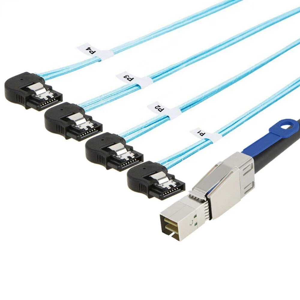 Reliable Mini SAS HD SFF-8644 to 4X SATA 7P female server hard drive Connection cable