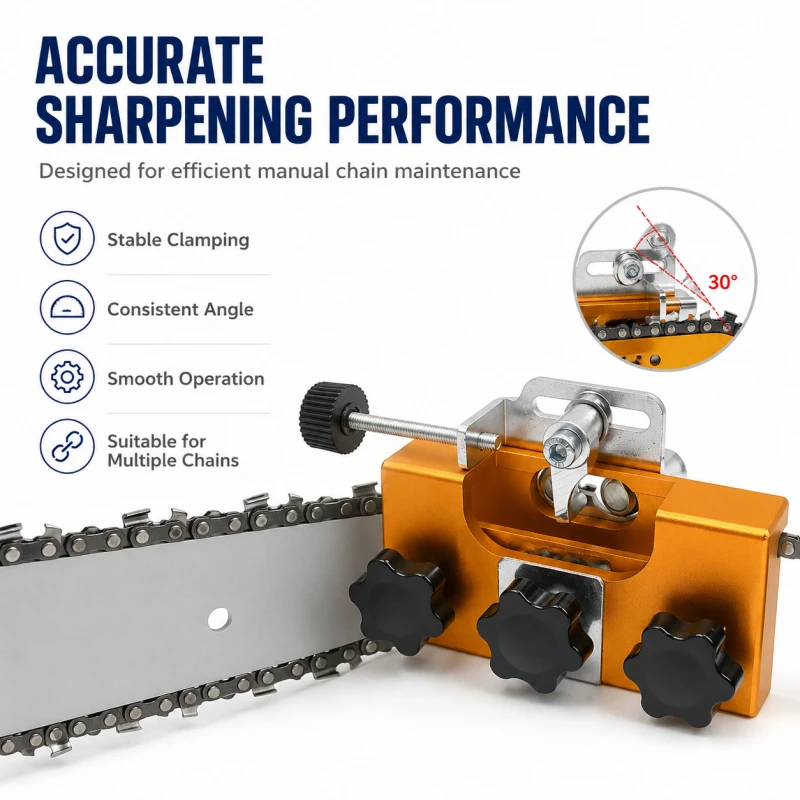 New Manual Chainsaw Sharpener, Hand Crank Grinding Tool, Portable Chain Grinder Jig, Home Outdoor Woodcutter Accessories