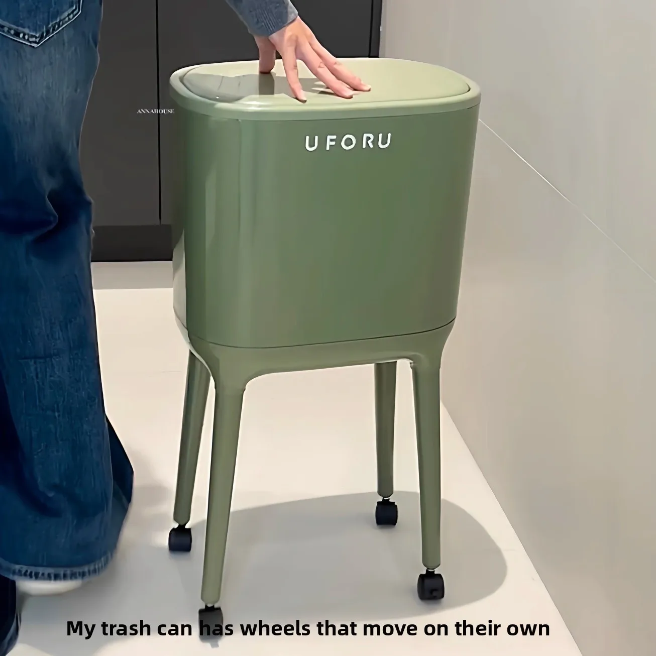 

Antique Sle High-legged Garbage Can Kitchen Large Capaci Covered Movable Storage Paper Basket No Bending Waist Required