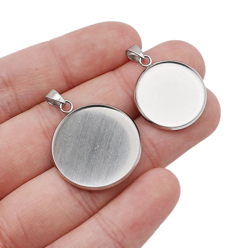 10pcs/lot Fit 8mm-25mm Stainless Steel Resin Blank Cabochon BaseTray Setting Bezels Pendant Charms for Jewelry Making B27
