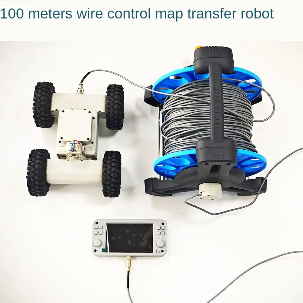 Wired Image Transmission Remote Control Car Pipeline Inspection Robot Flower Board Threading Robot DIY Kit Hole Scrubbing Toy