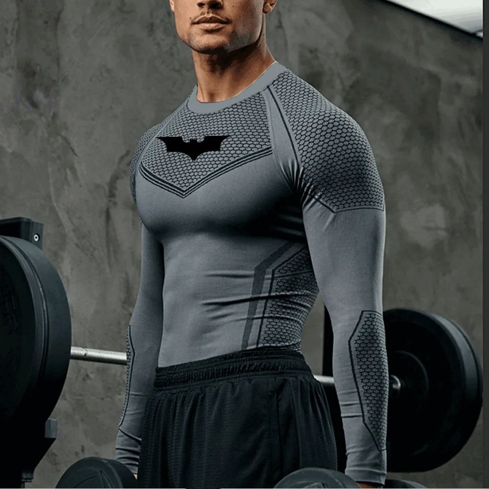 Herren Kompressionsshirt Workout Sport Schnelltrocknend Atmungsaktiv Schweißabsorbierend Eng Anliegendes Gym T-Shirt Fitness Elastisches Oberteil Tee für Männer