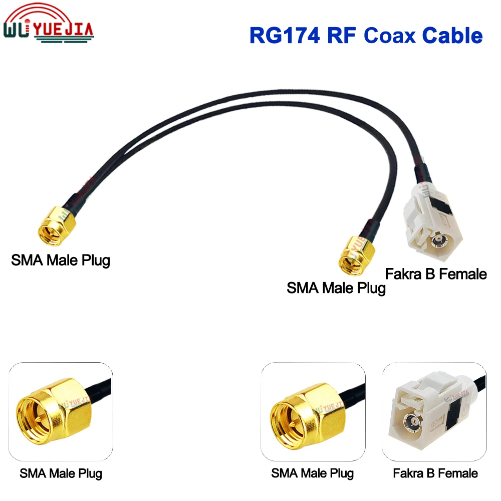 RG-174 كابل SMA ذكر التوصيل إلى الأبيض فقرا B ذكر التوصيل + فقرا B أنثى جاك RF كابل محوري واي فاي هوائي تمديد البلوز ضفيرة