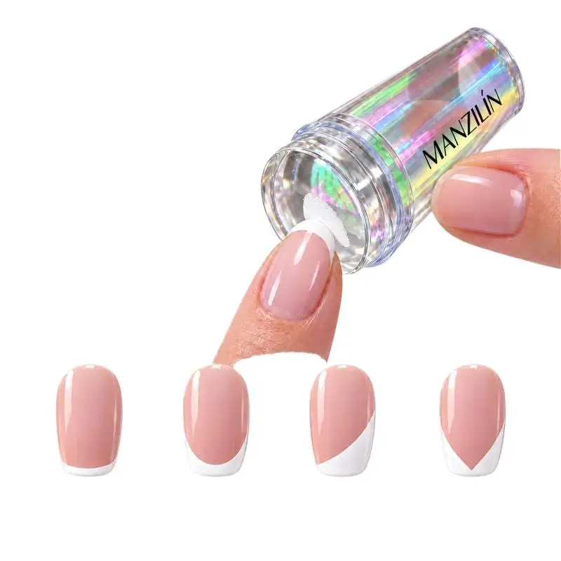 Nail Art French Tip Stamper With Clear Jelly Head Adjustable Angle Perfect For Home DIY Manicure Nail Salon Use
