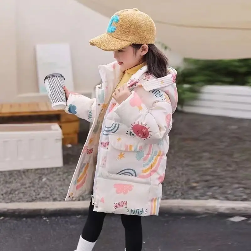 

New Girls Boys Down Jacket 6 Winter Coats Children Clothes Hooded Windbreaker Coat For Kids 2-8 Years Cotton Warm Outerwear 7