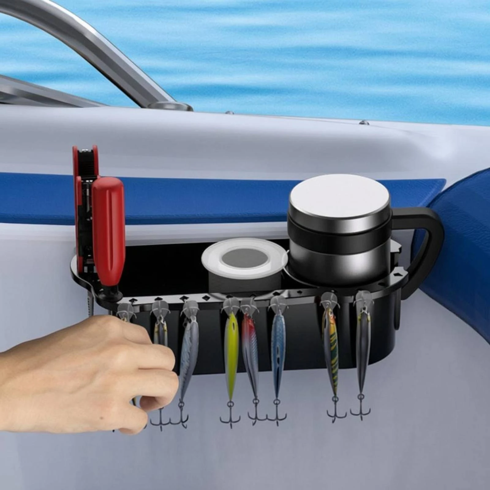 Boat Tool Storage Holder ABS Plastic Boat Holder Organizer Fishing Storage Rack Rectangular Marine Cup Holder Waterproof