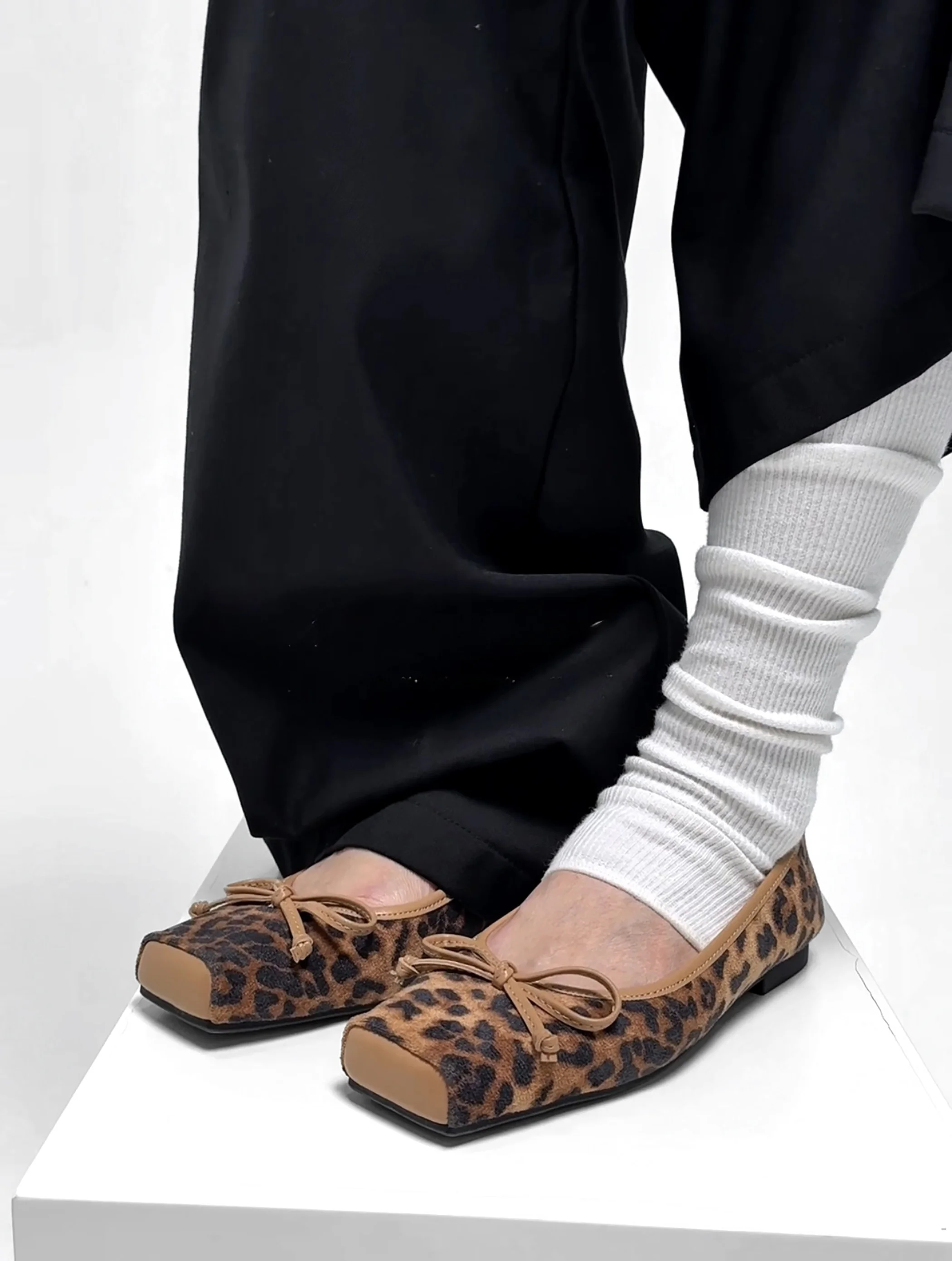 ballet-flat-oes-women's-low-cut-slip-on-oes-leopard-print-bow-tie-flat-heel-breathable-comfortable-faionable-garden-oes