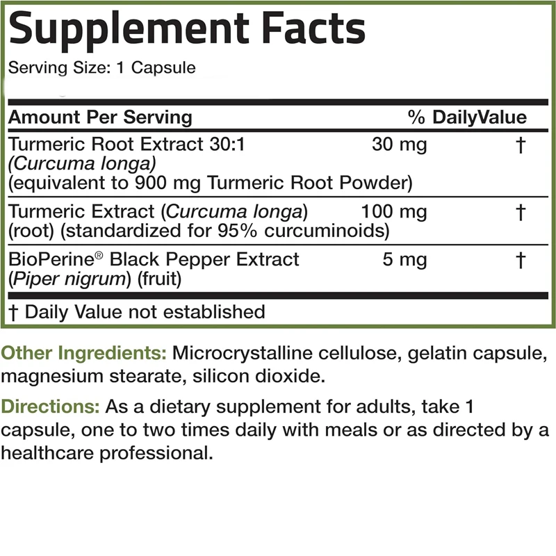 Pepper Containing Curcumin - Efficient And High-quality Joint Support 95% Standardized Curcumin Class - Non Gmo 60 Capsules