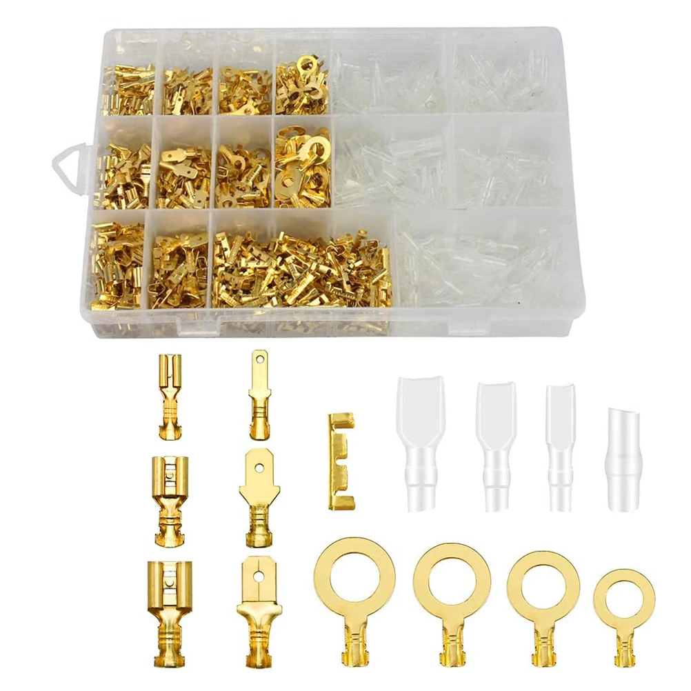 

1000 Pcs Wire Connection Terminal Copper Nylon Insulated Connectors Spade Terminals Easy Install Electrical Conductivity Plastic