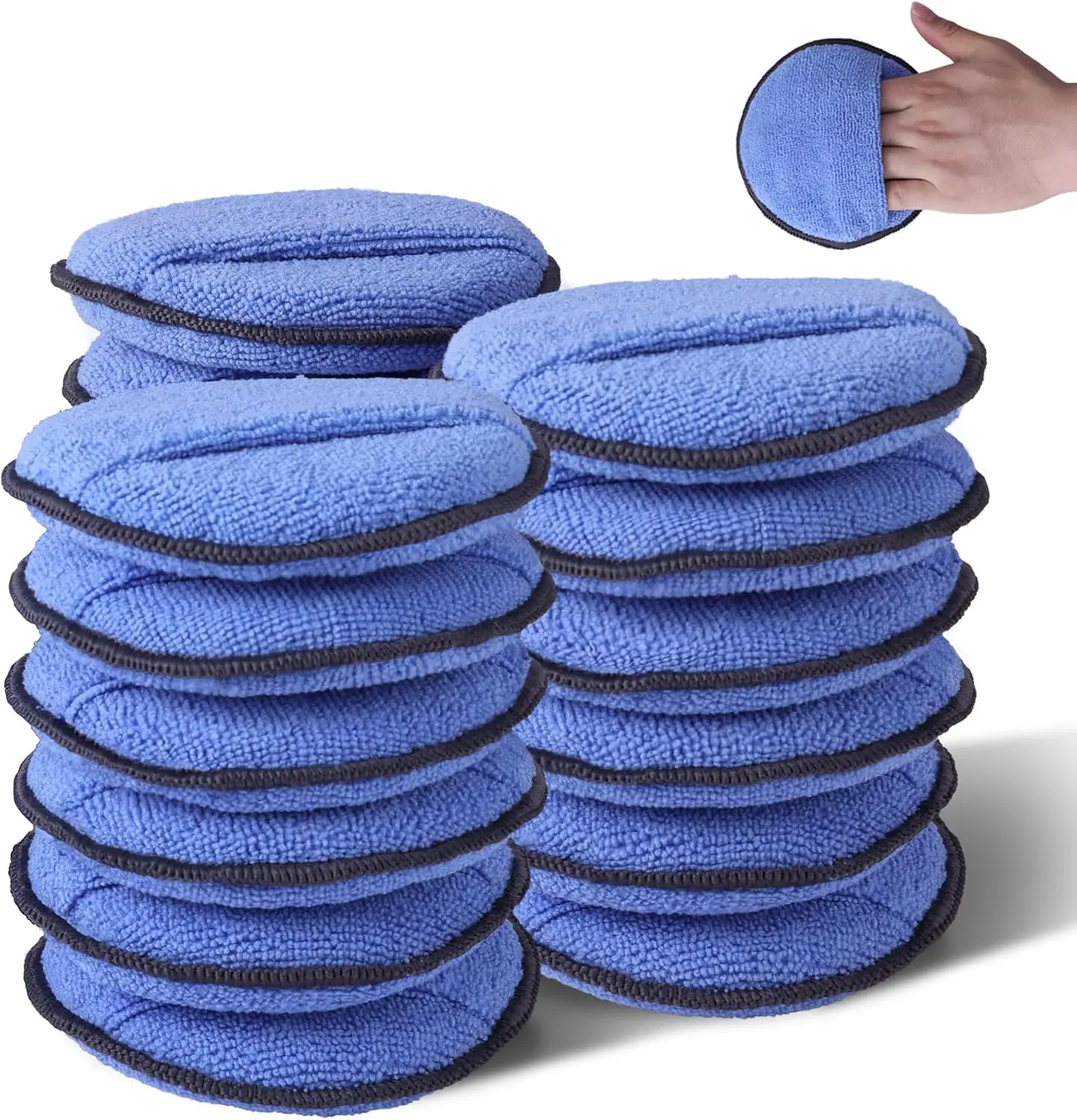 

Microfiber Car Wax Applicator Pads with Finger Pocket for Detailing, 18-Pack Lint-Free Soft Foam Polishing Pads