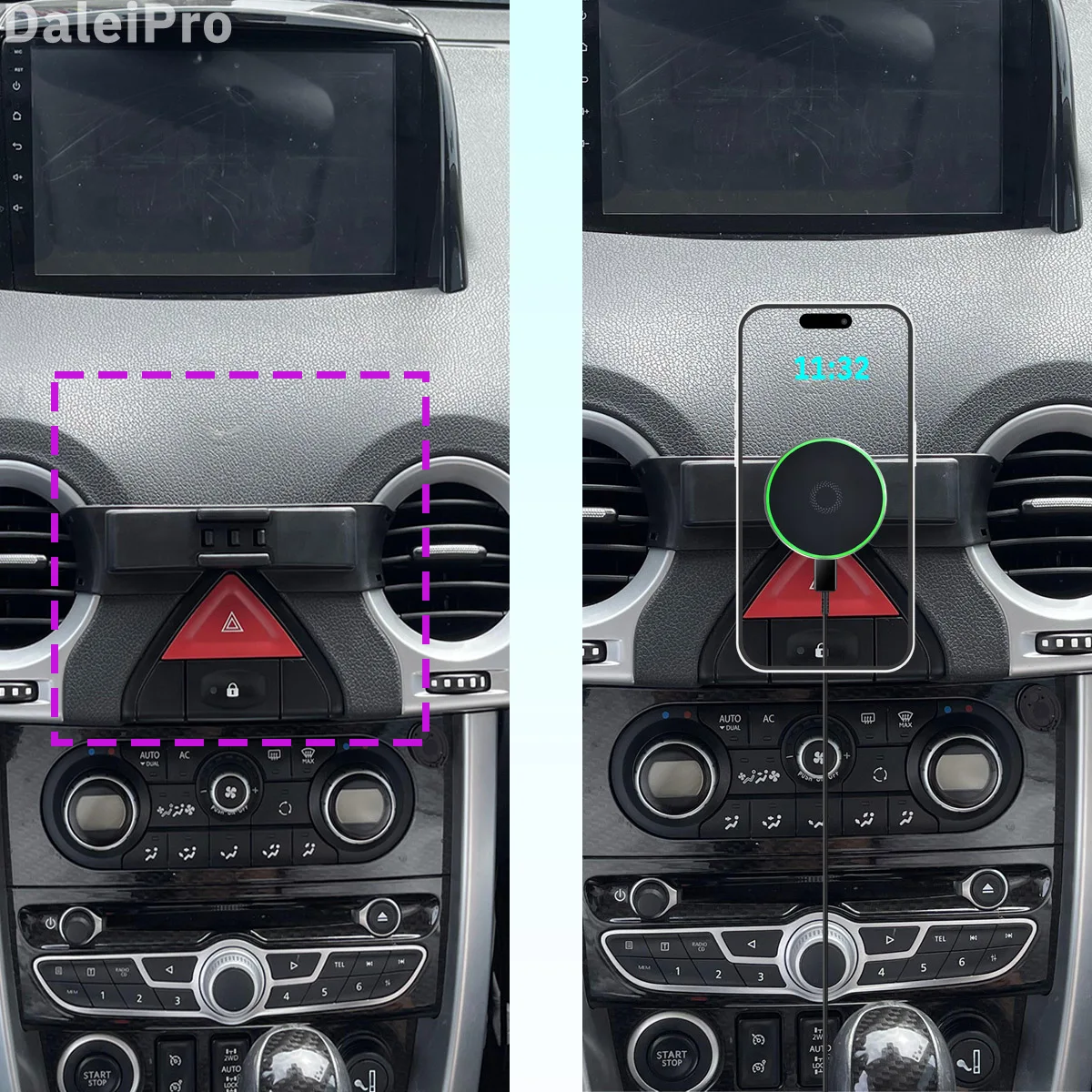 For Renault Koleos 2009-2013 2014 2015 2016 Phone Holder Car Magnetic Mount Smart Sensing Wireless Charging One-Touch Release Qi