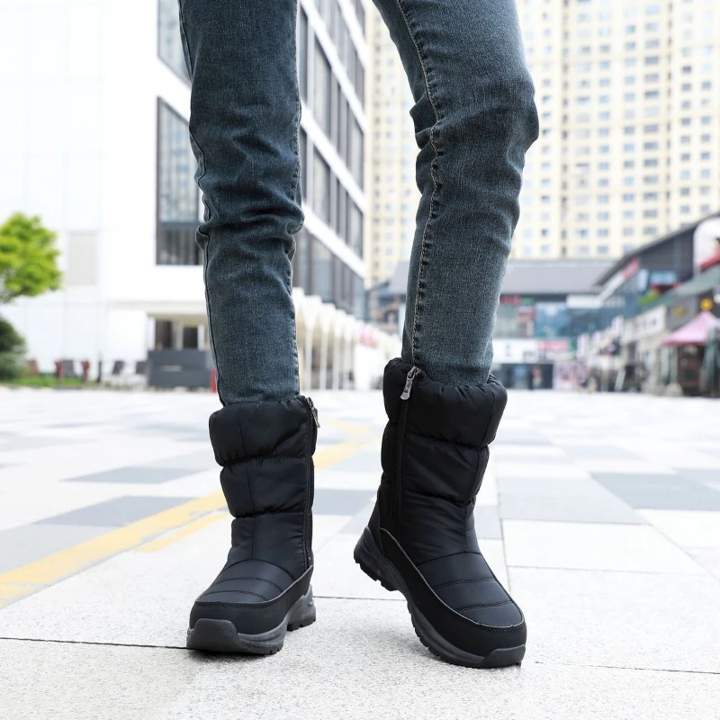 Winter Warm Plush Lined Snow Boots Couple Anti Slip Waterproof High Top Outdoor Casual Shoes