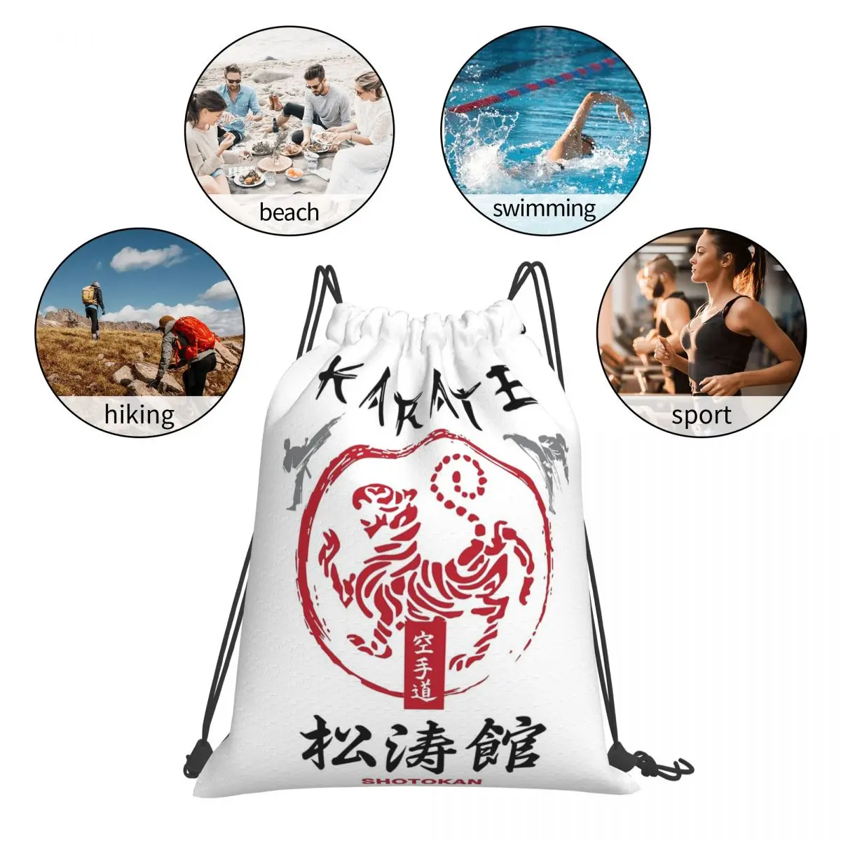 Karate Backpacks Casual Portable Drawstring Bags Sundries Bag Book Bags For Man Woman Students