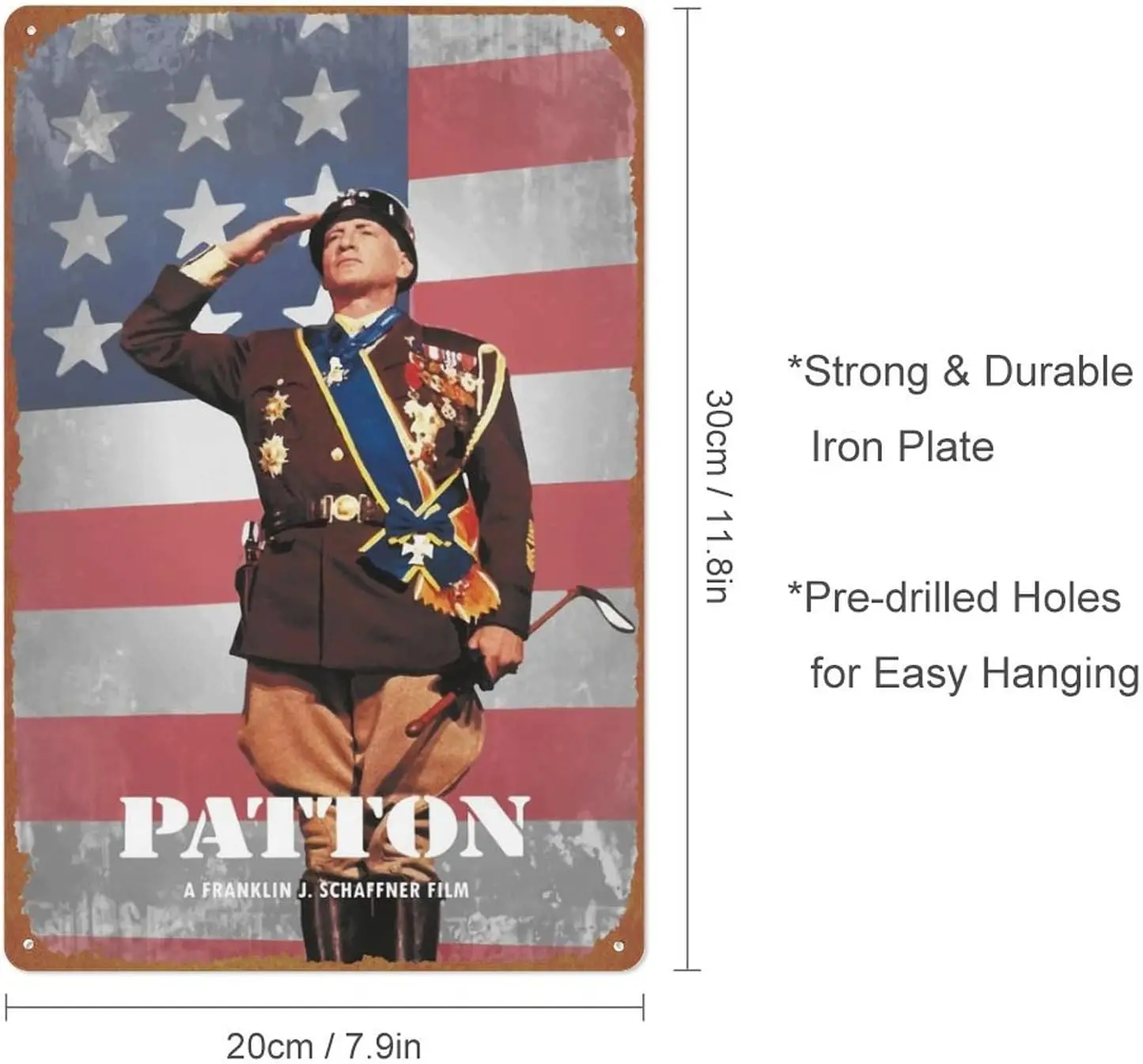 Patton Movie Posters Tin Signs Retro Metal Movie Tins for Bar Pub Home Cafes Wall Decor, 8X12 Inch (20X30 CM)