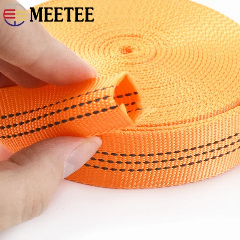 

10/20/40M Meetee 25mm Nylon Tubular Webbing Tapes Double-layer Reflective Band for Sewing Bag Strap Dog Leash Accessories