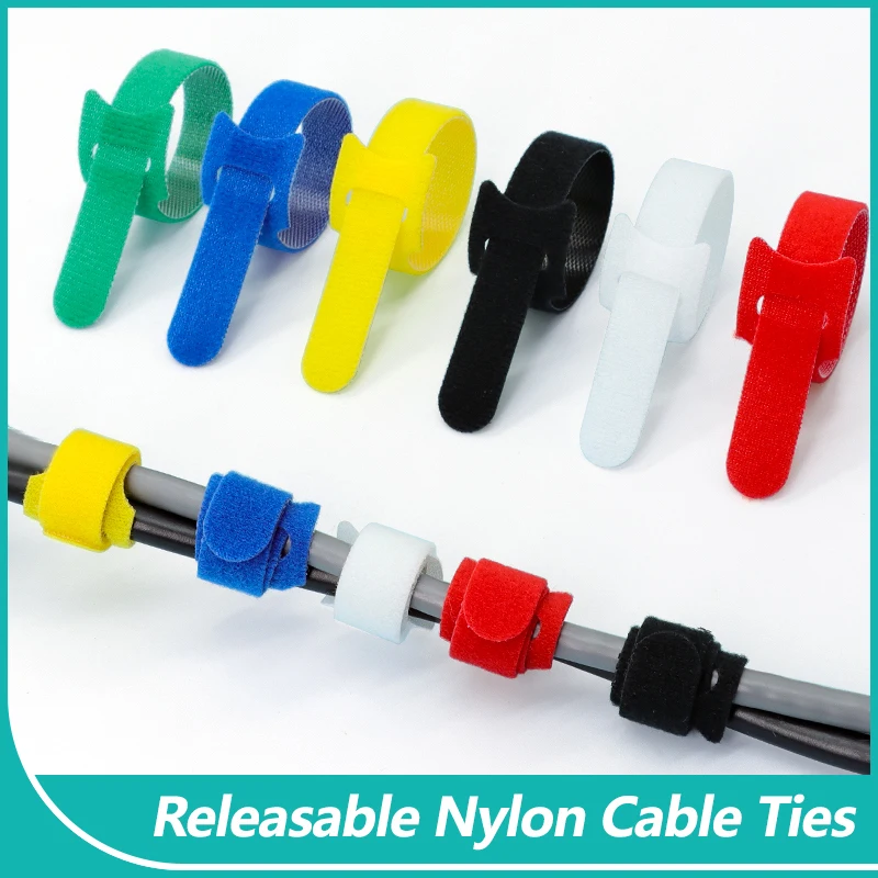 

300mm Releasable Nylon Cable Ties Adjustable Cord Ties Nylon Cable Management Straps Hook Loop Cord Organizer Wire T-type Ties