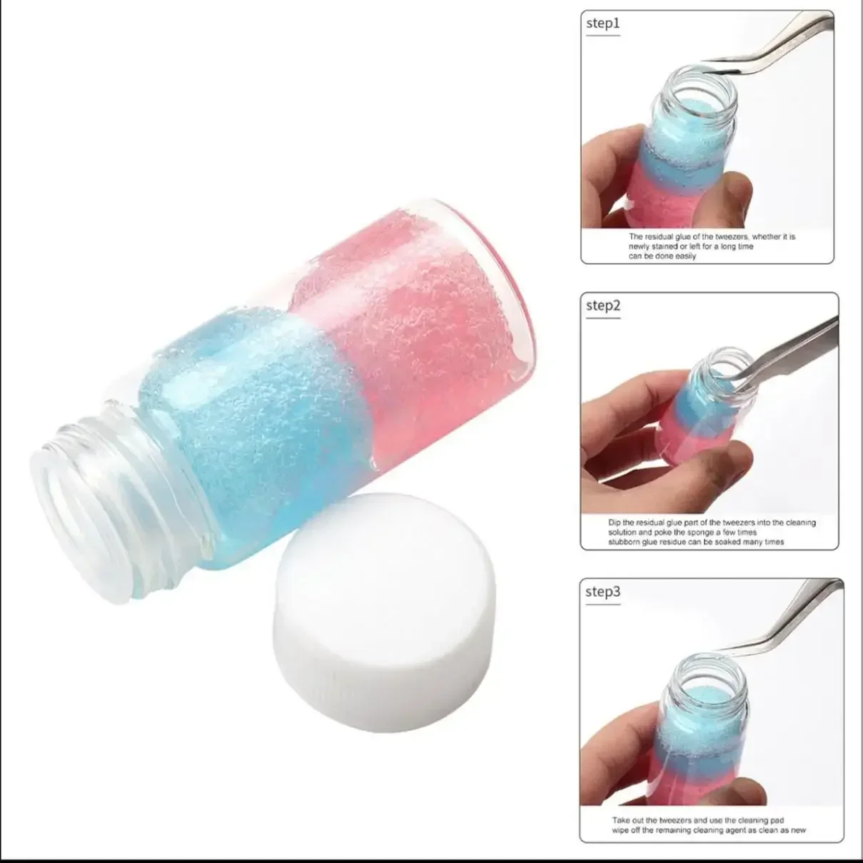 1/5/10PCS Wimpers Pincet Cleaner Wimper Extension Pincet Schoonmaken Tool Met Lijm Remover Vloeibare Spons bal Reinigingslijm