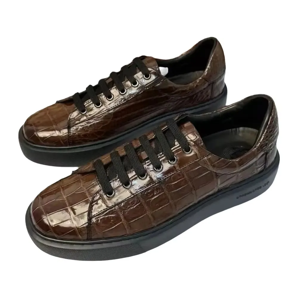 2025 new arrival Fashion Crocodile Skin causal shoes men,male Genuine sneakers PDD658