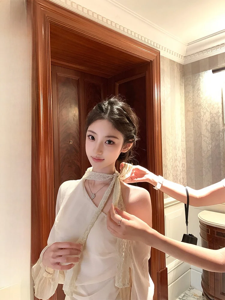 

OKMAOP Women's Asymmetrical oulder Chiffon Top with Bow Design Ele Pure Desire Bare oulder One-oulder Autumn Faion